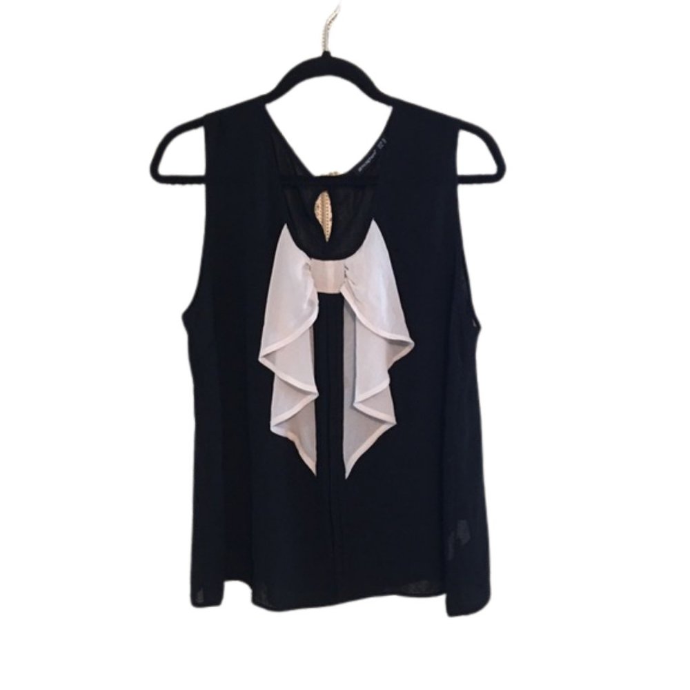 Black Atmosphere White Bow Tank Cami Blouse